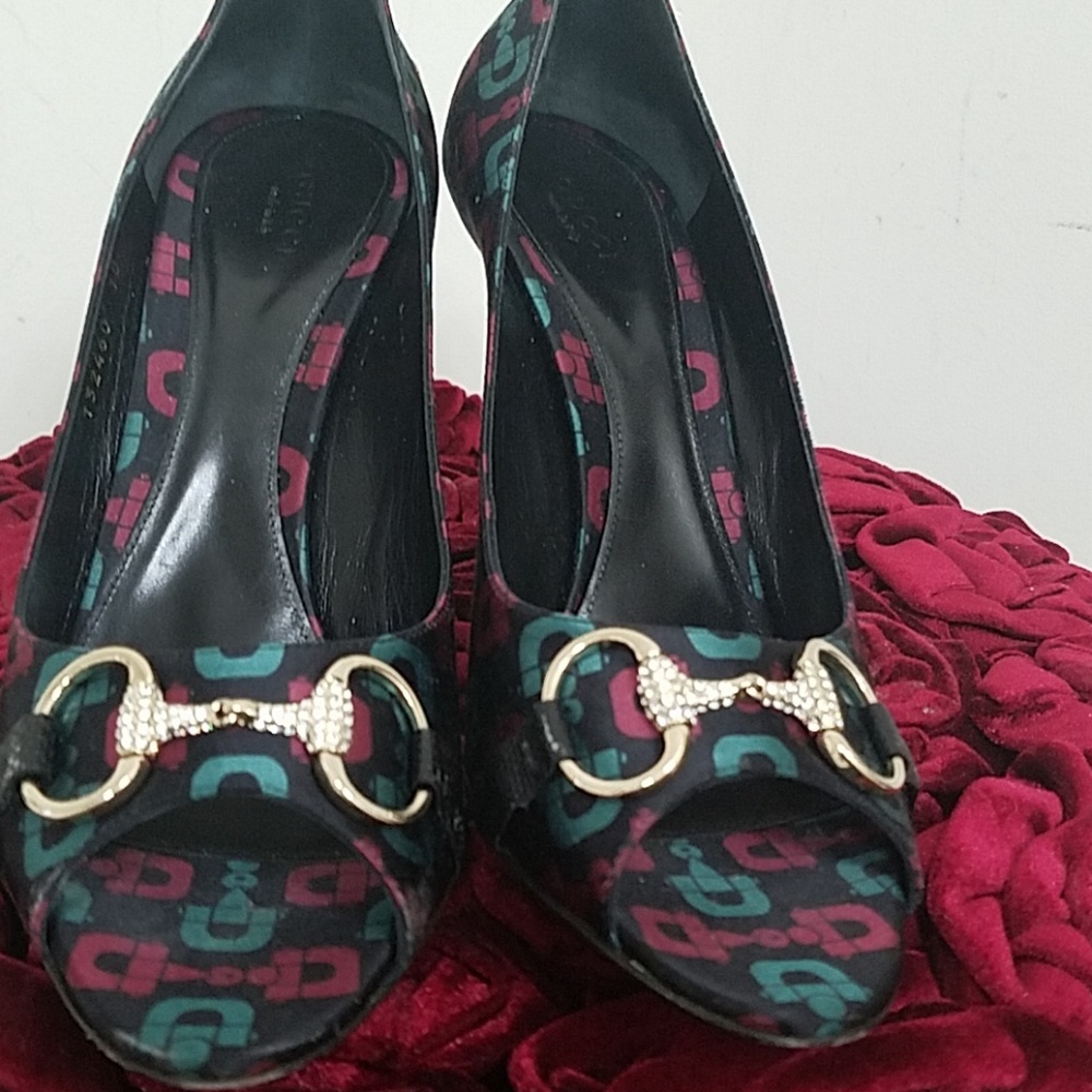 Gucci crystal horsebit accent peeptoe - Picture 5 of 7